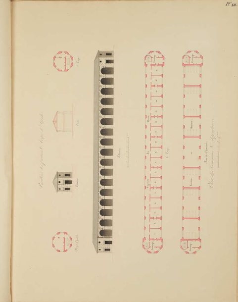 Artwork by Pierre-François-Léonard Fontaine, Project of a House of Pleasure for His Majesty the King of Wurtemberg, Made of pen and ink and wash drawings with watercolor highlights.