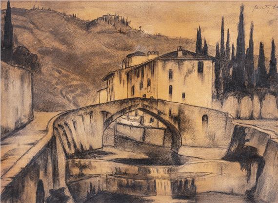 Italian city with bridge - Feszty Masa