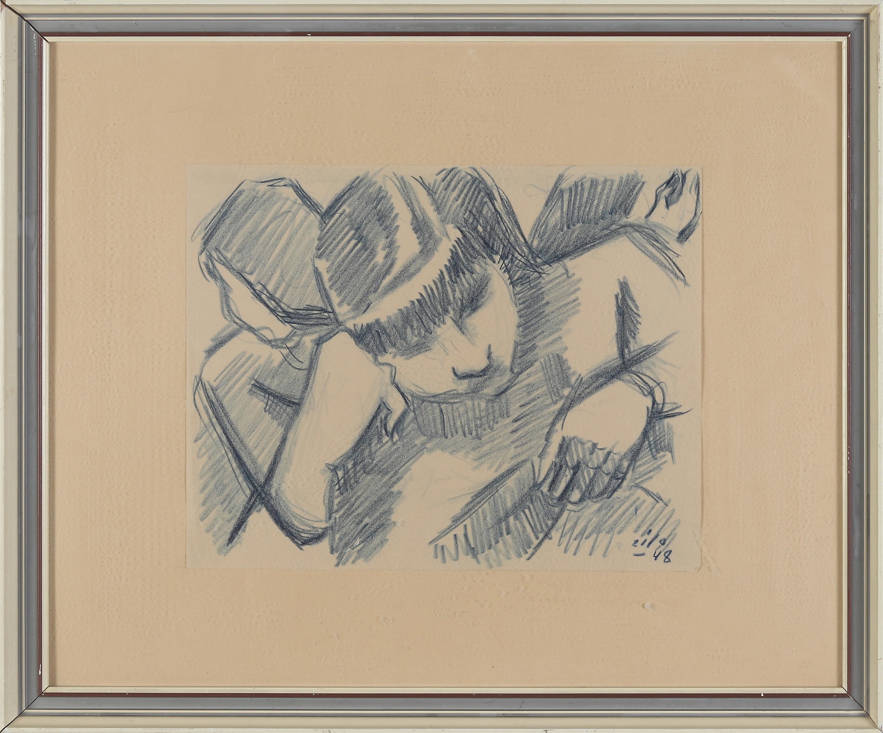 Gunnar Zilo | Signerad och daterad -48. Läsande person. 22x28 cm. Ej ...