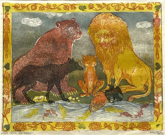 Helen Siegl  Woodblock Print Animals by Helen Siegl