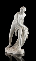 Artwork by Franco Fin, Pêcheur lançant son filet, Made of Porcelain biscuit sculpture