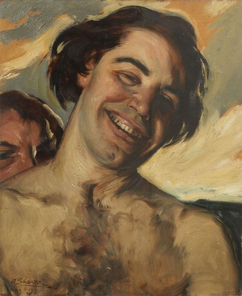 Artwork by Daniel Sabater y Salabert, Daniel SABATER Y SALABERT (1888-1951). Portrait of a laughing man Oil on isorel signed lower left, Made of Oil on isorel