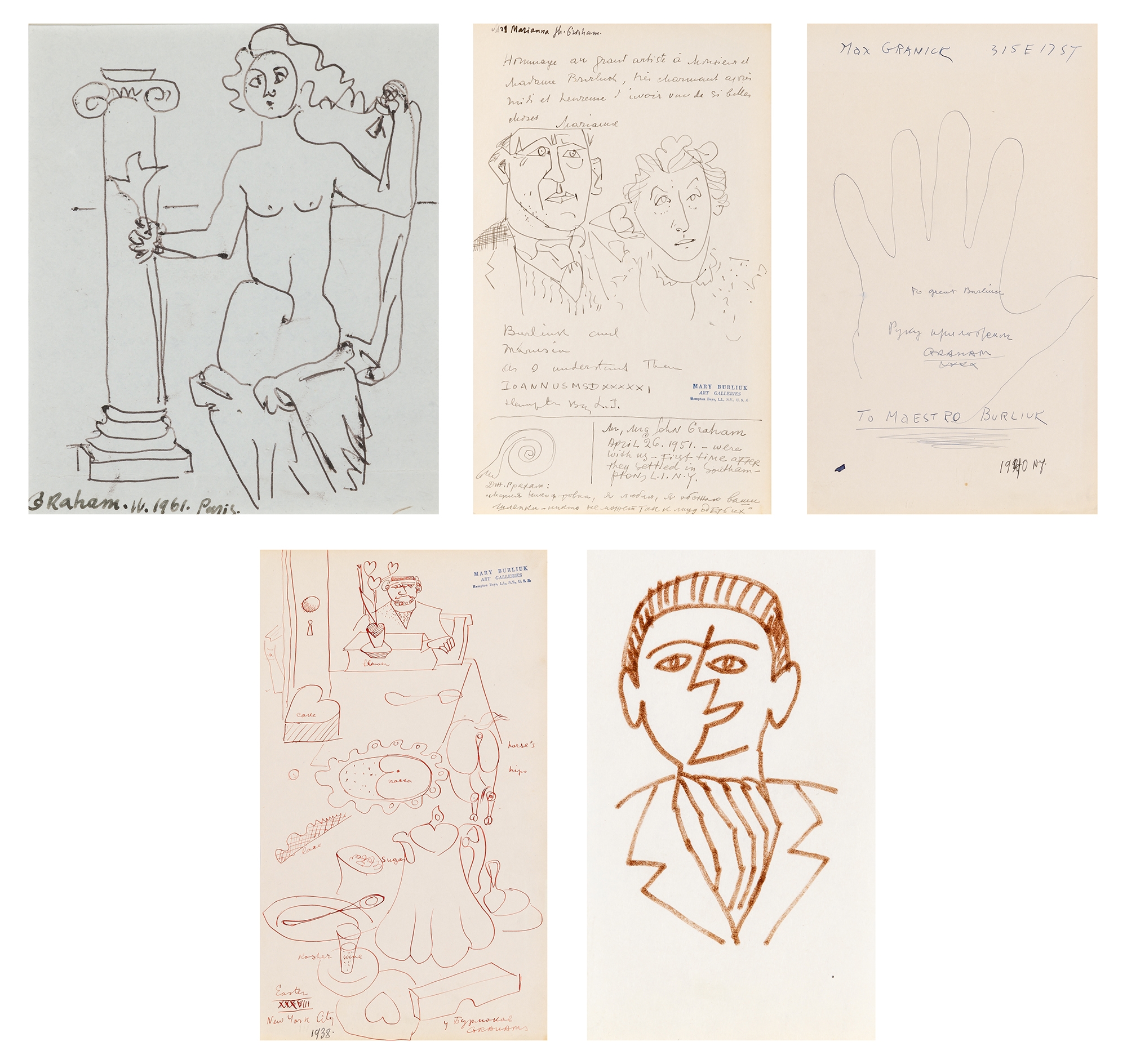 Artwork by John D. Graham, Woman Before a Column, Made of Ink on paper