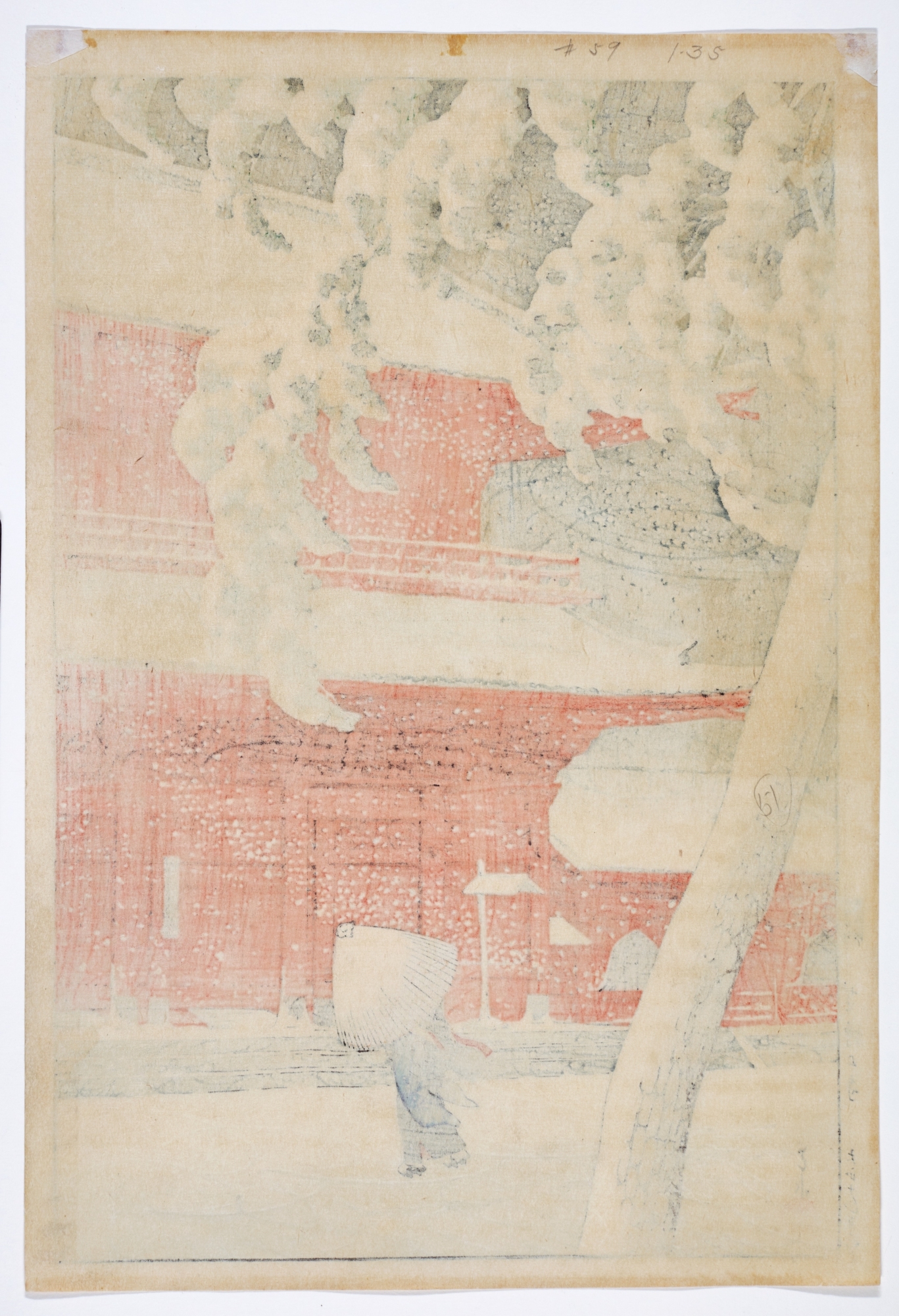 Artwork by Hasui Kawase, Zojo-ji Temple in Shiba ( Shiba Zojoji ), Made of woodblock print