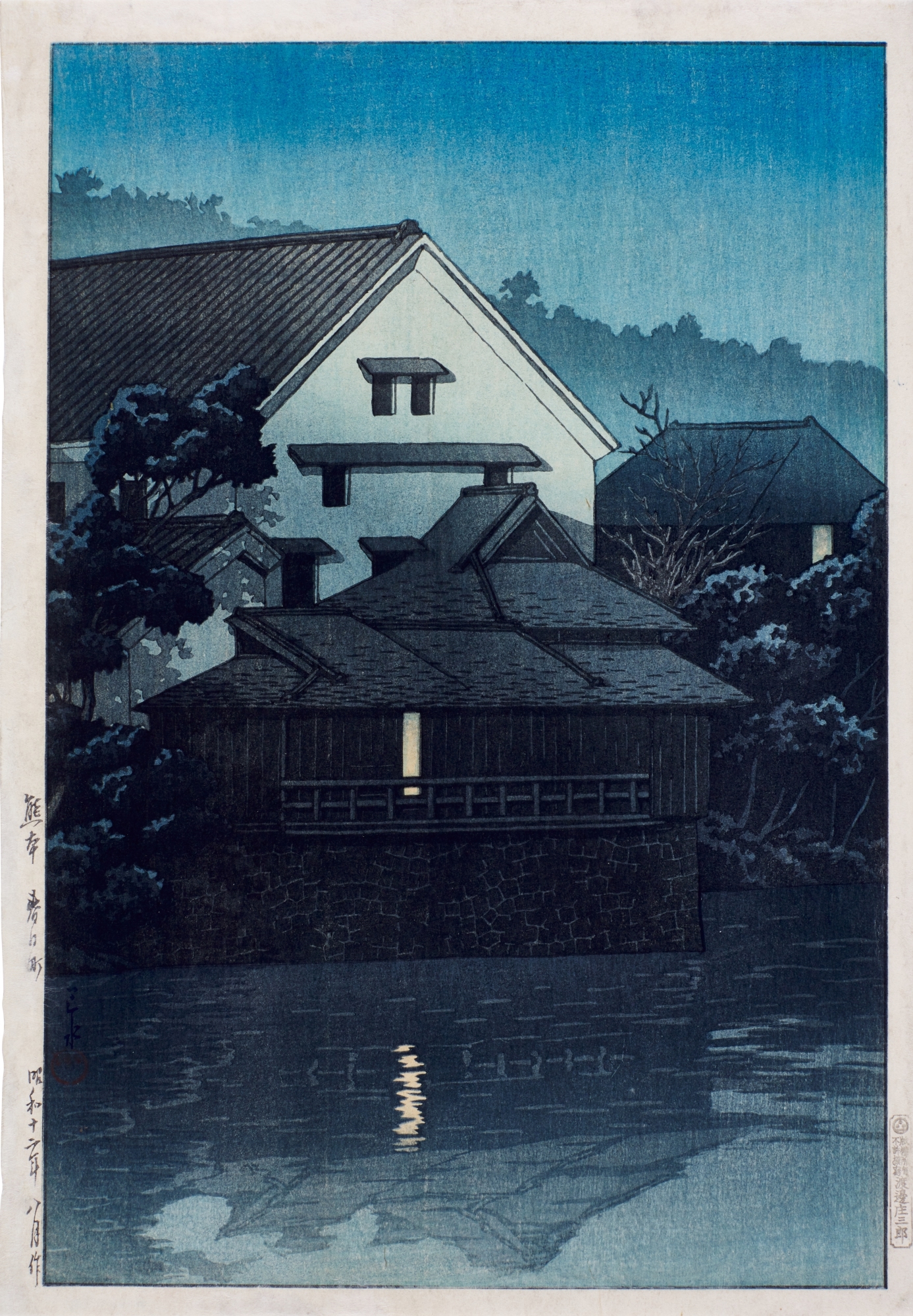 Artwork by Hasui Kawase, Kasuga-cho, Kumamoto, Made of woodblock print