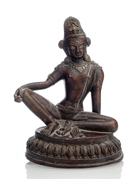 A BRONZE FIGURE OF INDRA by Nepalese School, 1950s