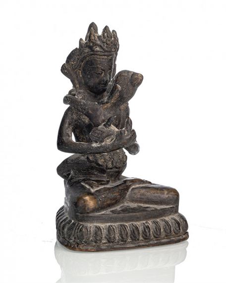 A BRONZE FIGURE OF VAJRADHARA WITH CONSORT by Nepalese School, 1950s