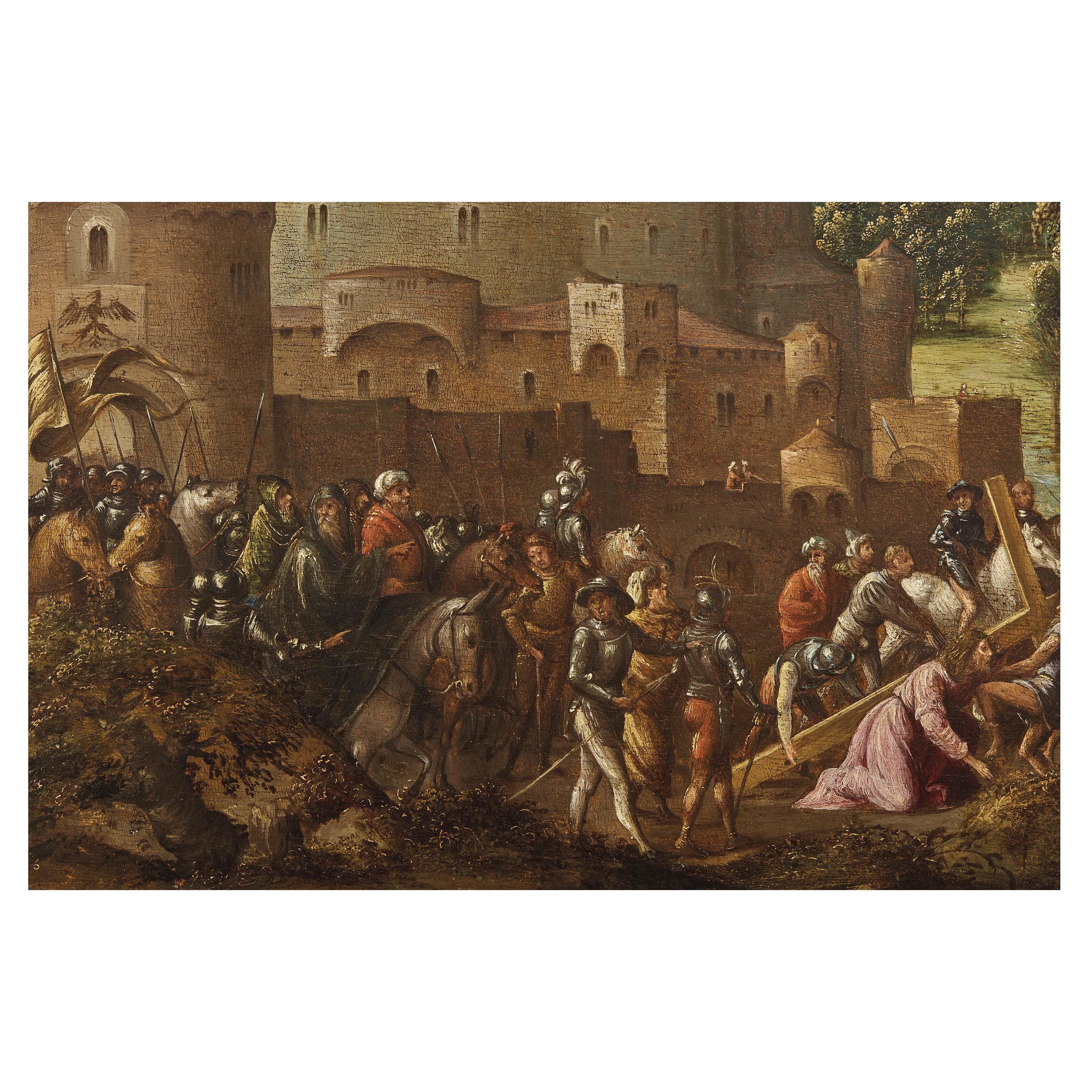 Artwork by Marcello Fogolino, CHRIST ON THE ROAD TO CALVARY, Made of oil on panel