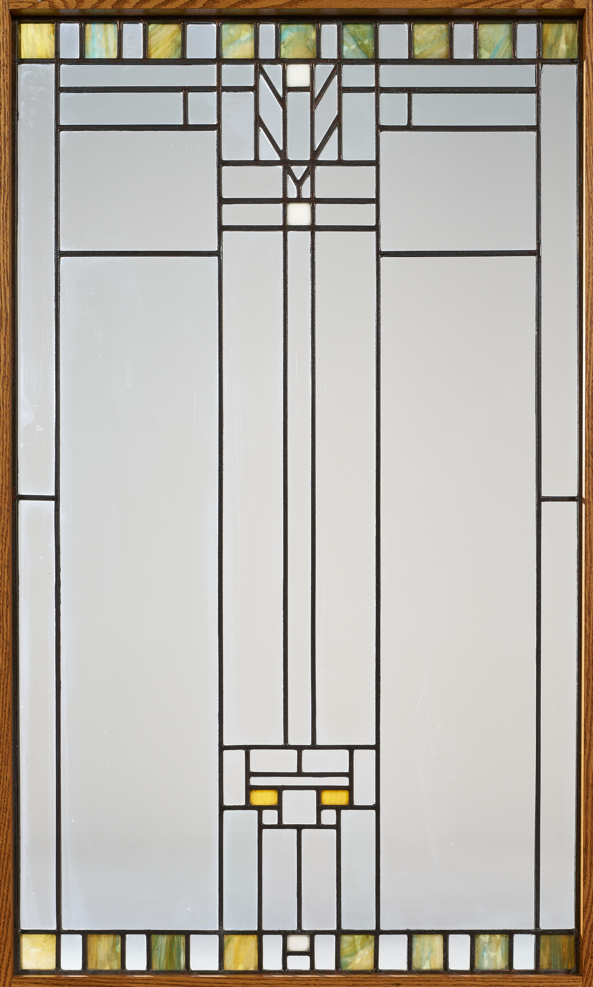 Artwork by Frank Lloyd Wright, WINDOW FROM THE MEYER MAY HOUSE, GRAND RAPIDS, MICHIGAN, Made of polychrome leaded glass, wood