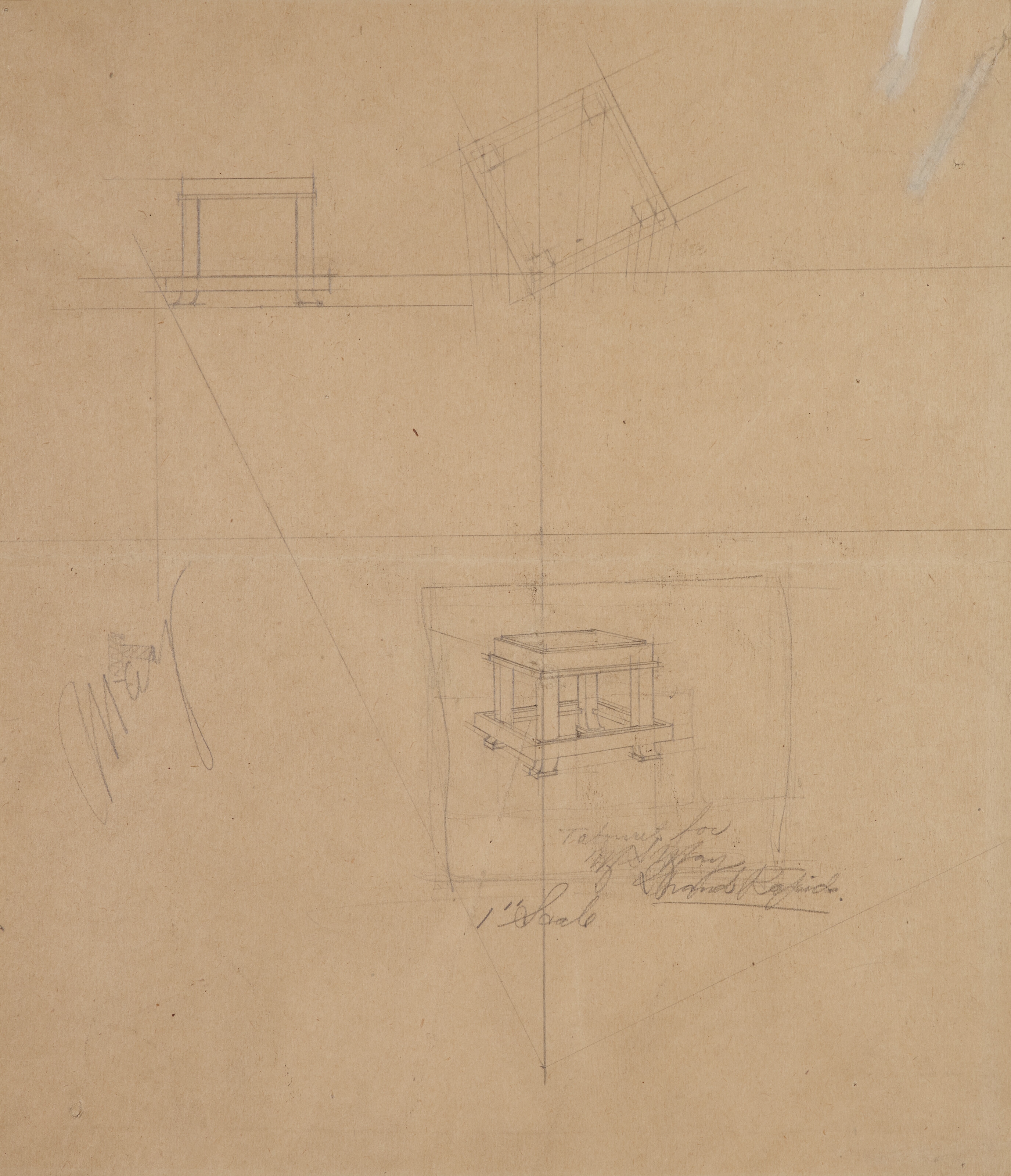 DRAWING OF A TABOURET FOR THE MEYER MAY HOUSE, GRAND RAPIDS, MICHIGAN