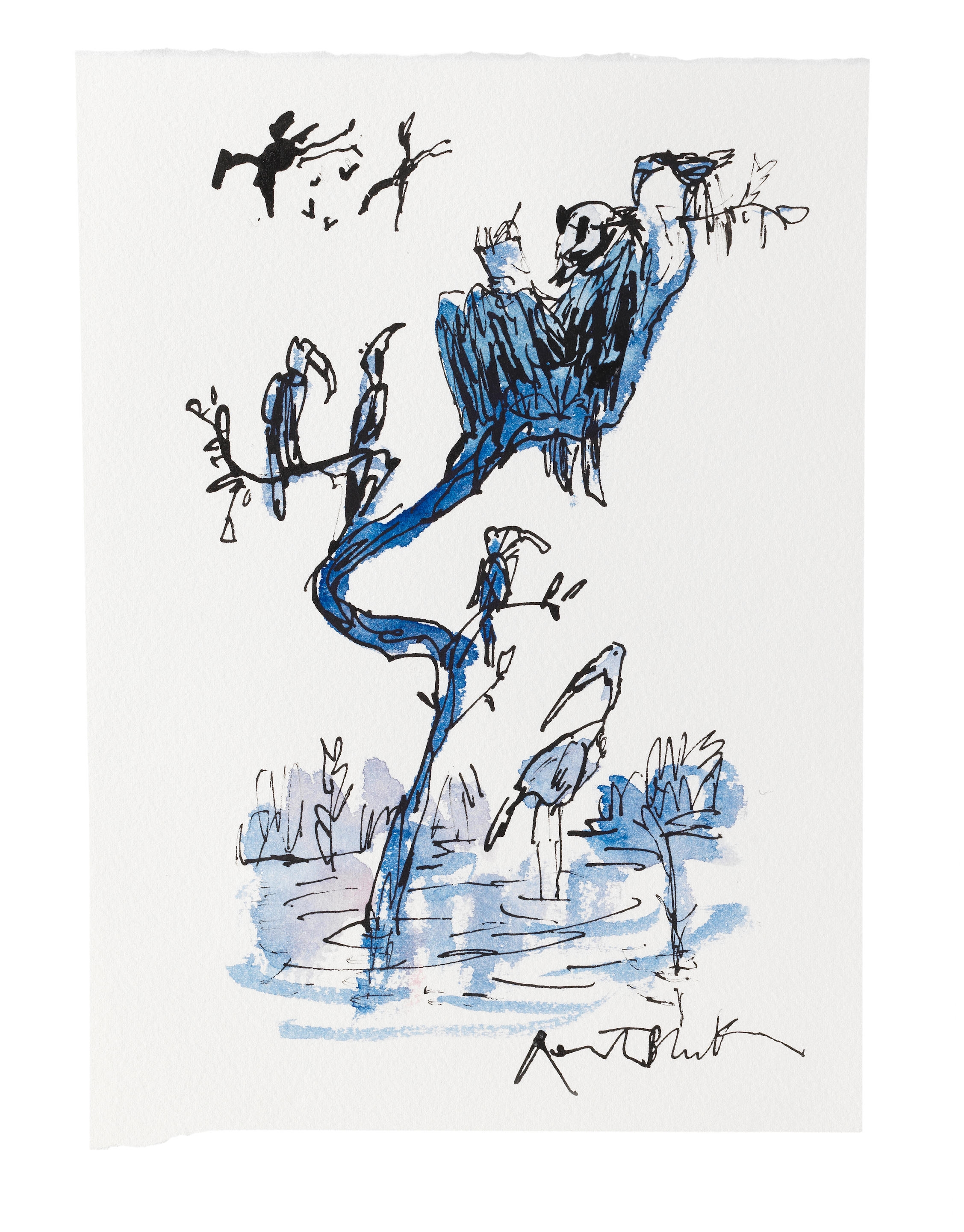 Quentin Blake | Reading in the Trees No.2 (2022) | MutualArt