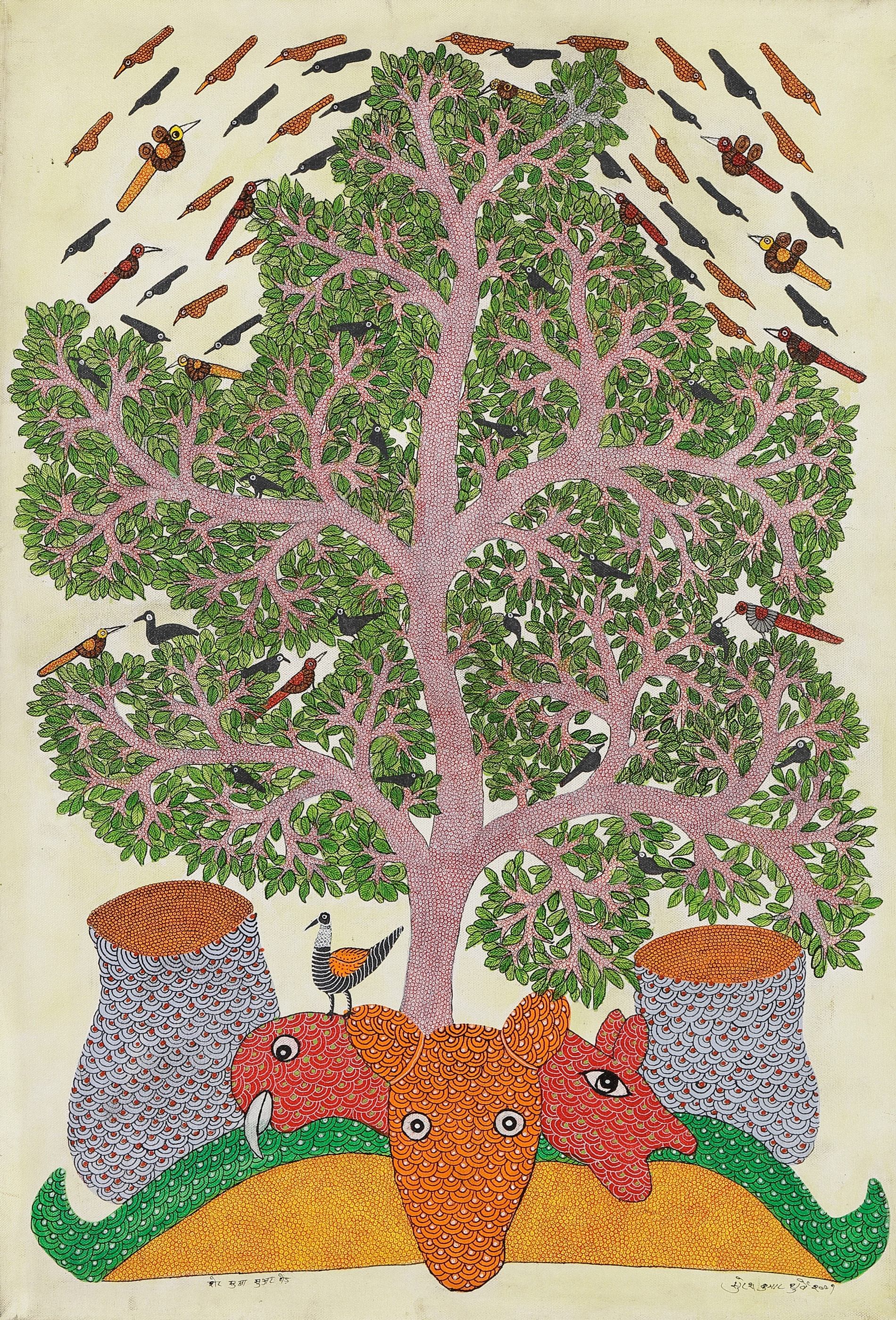 Artwork by Suresh Kumar Dhurve, Untitled (Gond Art), Made of Acrylic on canvas