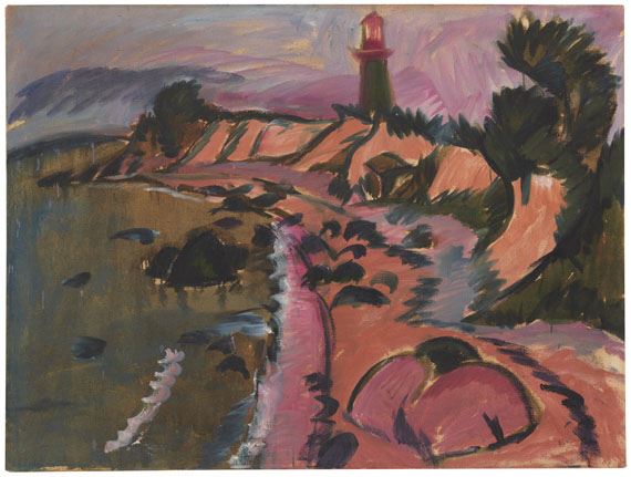 Fehmarnküste mit Leuchtturm by Ernst Ludwig Kirchner, 1913