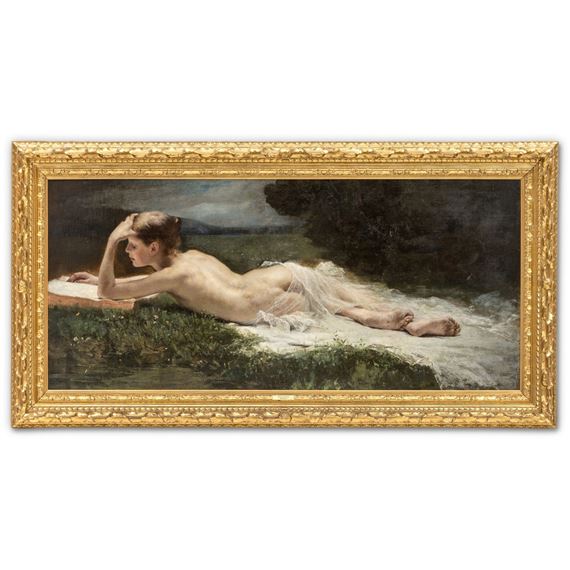 Liegender Mädchenakt auf Frühlingswiese - Paul Friedrich Wilhelm Balmer