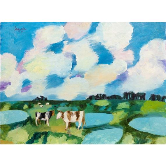 "Dänische Landschaft mit Kühen" by Dietmar Lemcke, 1960