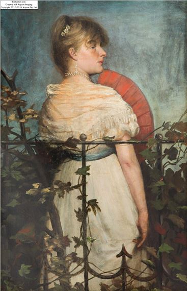 Lady in the garden by Franciszek Streitt