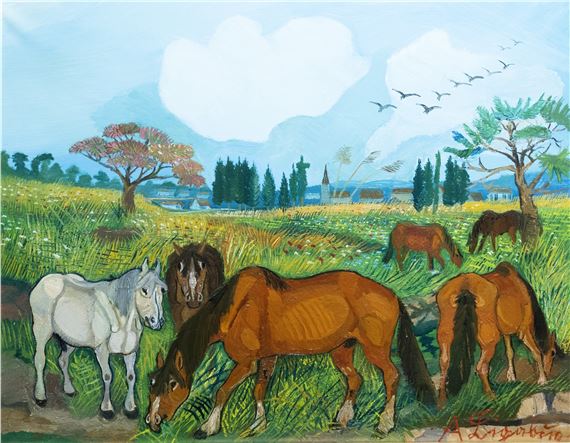 Antonio Ligabue | PLOUGHING WITH OXEN | MutualArt
