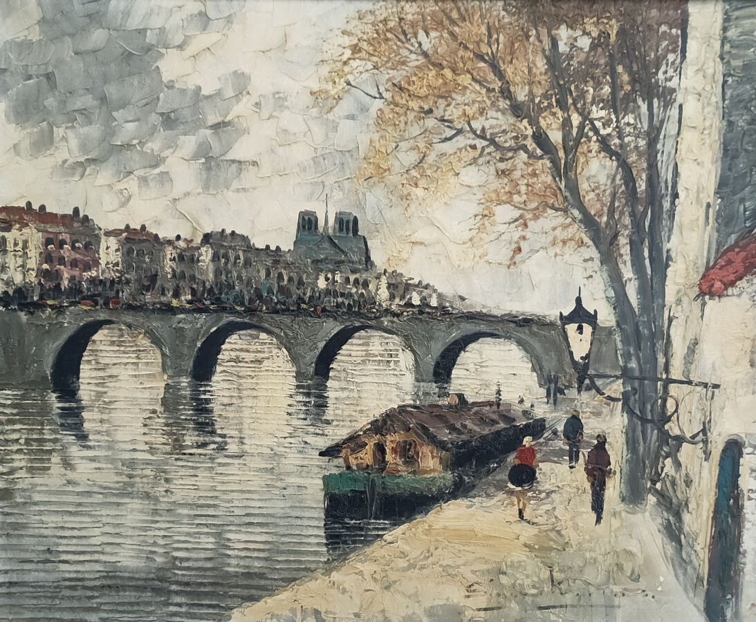 Artwork by Simon Kramer, Paris, la Seine Huile sur toile signée en bas à droite 50 x 61 cm (craquelures, petits manques)