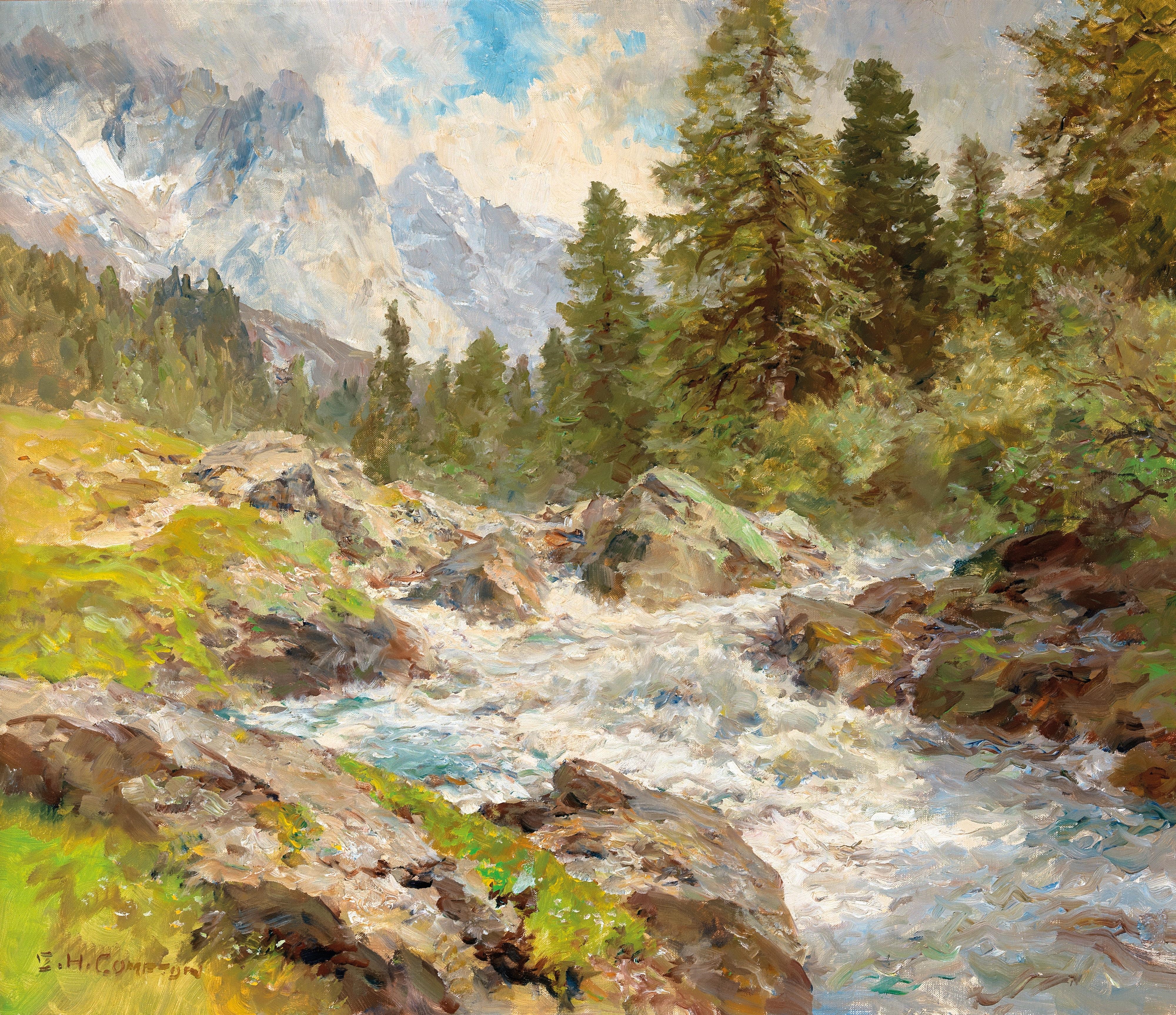 Edward Harrison Compton | A Mountain Stream (1881) | MutualArt