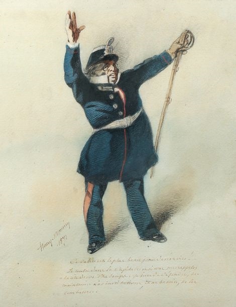 Artwork by Henry Monnier, Henri MONNIER (1805-1877) The soldier Ink... - Lot 151 - L'Huillier & Associés, Made of Ink and watercolor