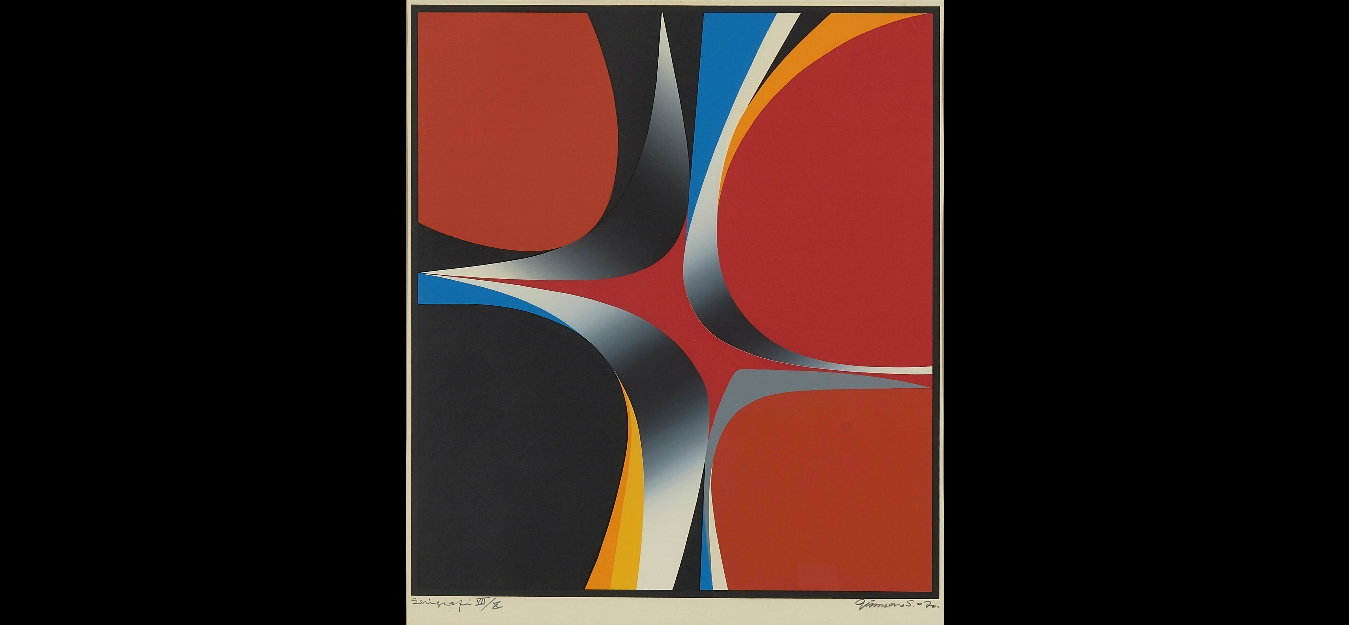 Komposisjon i rødt, sort og orange by Gunnar S. Gundersen, 1970