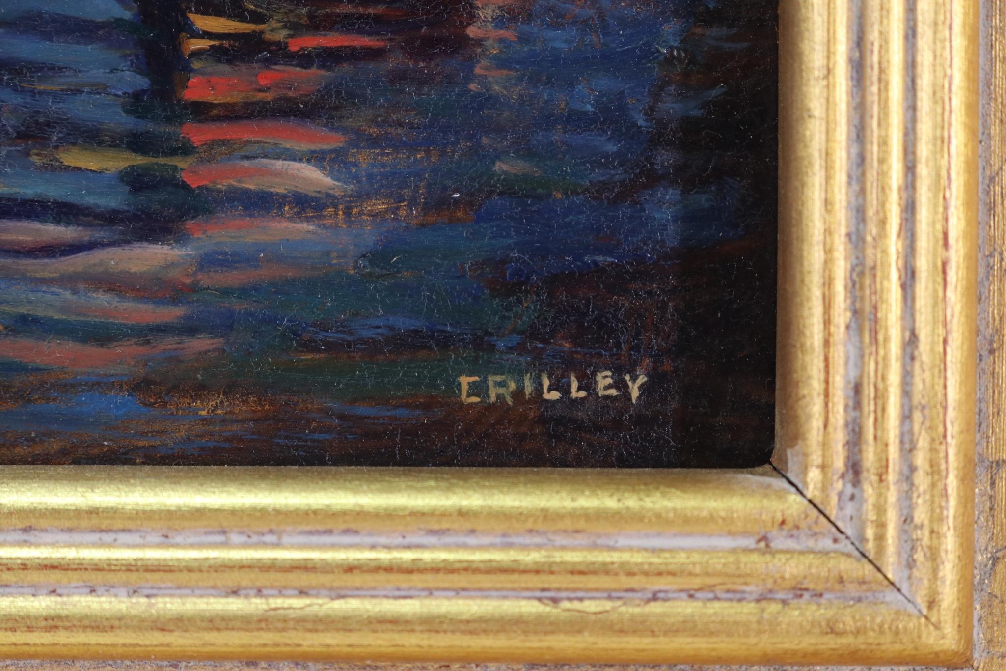 Artwork by Joseph Crilley, New England Fishing Village, Made of Oil on board