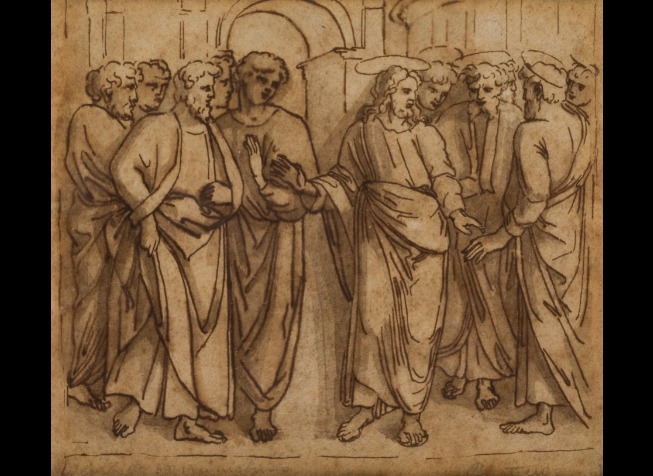 Artwork by Italian School, 16th Century, El tributo de la moneda, Made of Pen. Sepia ink and wash on paper