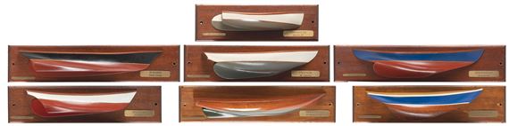 COLLECTION OF SEVEN MOUNTED HALF HULLS MODELS BY STAN GOULD - Stan Gould