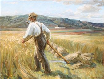 En høstarbejder i marken - Johannes Martin Fastings Wilhjelm