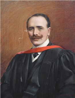 Portrait of a gentleman of learning, bust length, wearing a black suit and gown - Adah Knight