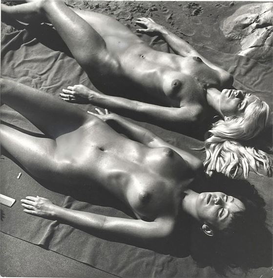 NU Deux femmes nues étendues sur le sable by Lilo Korenjak, circa 1960