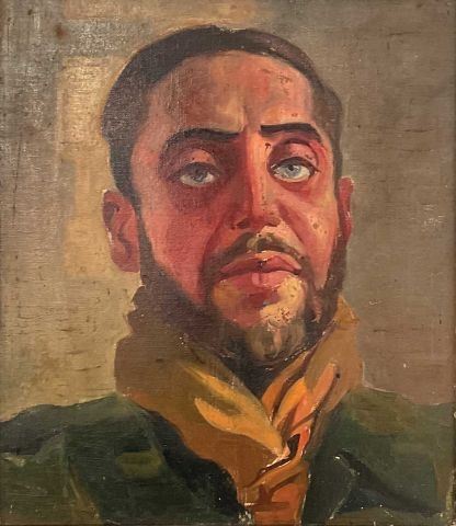 Jean AUJAME (1905-1965) Portrait d'homme. Huile sur carton