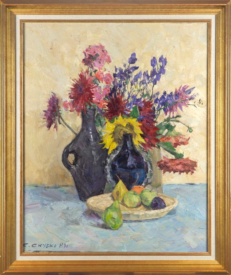 Artwork by Serguei Mikhailovitch Skoubko, Flowers and fruits, Made of Oil on canvas