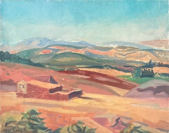 Jean AUJAME (1905-1965) Paysage montagneux. Huile sur toile