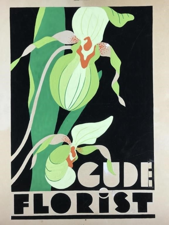 Artwork by Dorothy Kalb, Bal Boheme, Emile Salon, Cude Florist., Made of gouache painting and drawing on board