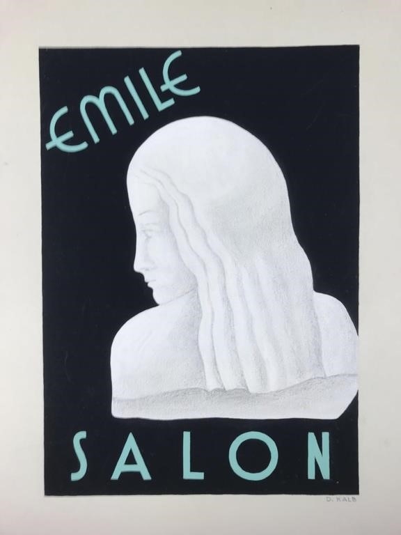 Artwork by Dorothy Kalb, Bal Boheme, Emile Salon, Cude Florist., Made of gouache painting and drawing on board