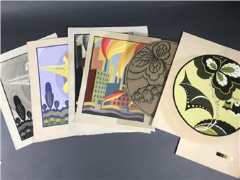 Woman in a field, Industrial cityscape, Abstract floral - Dorothy Kalb