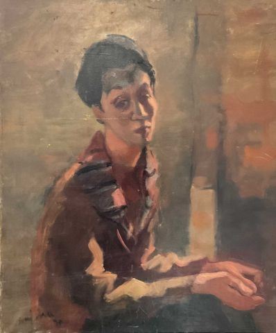 Jean AUJAME (1905-1965) Dolorès assise. Huile sur toile by Jean Aujame