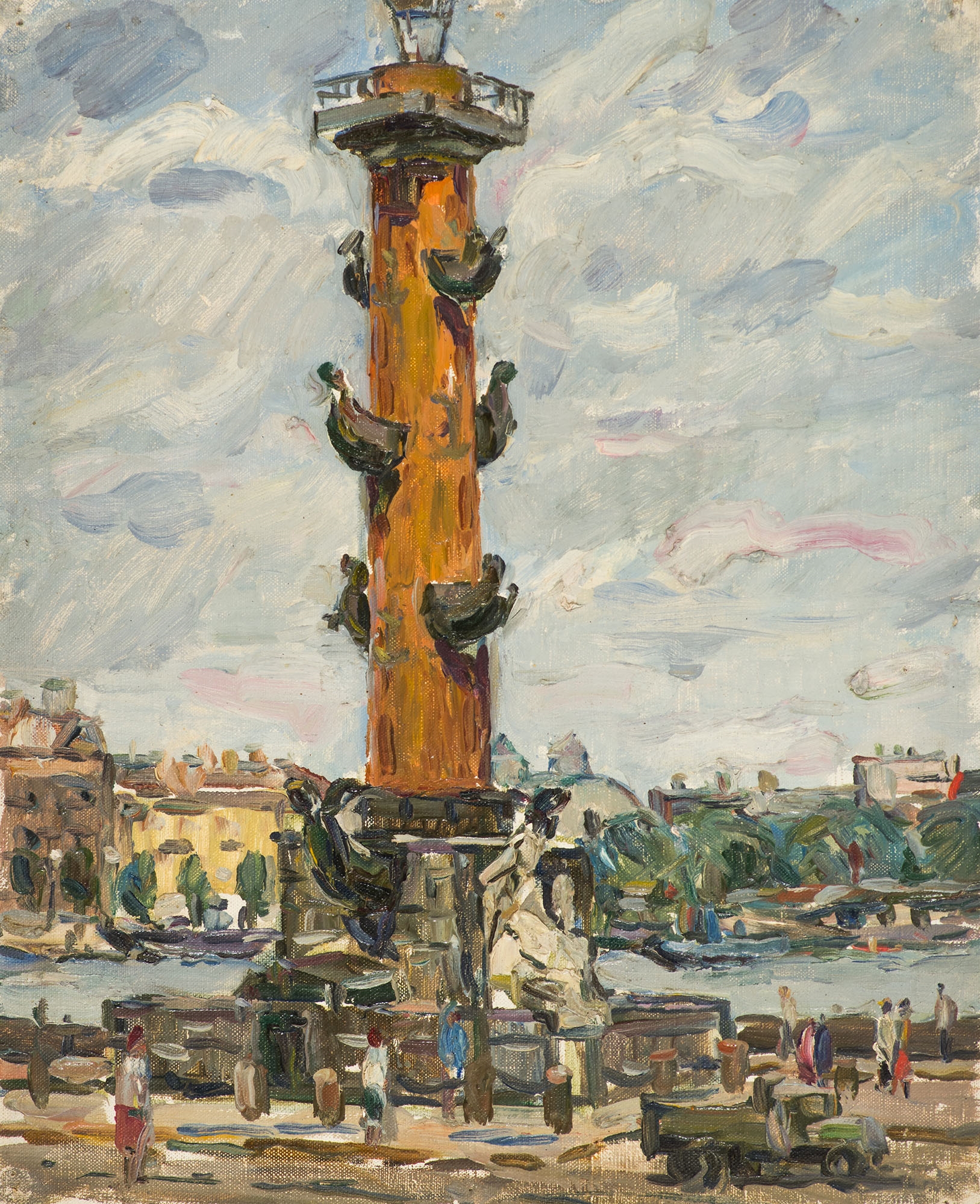 Artwork by Alexandre Nikolaevitch Semenov, Rostral column, Made of Canvas on cardboard, oil