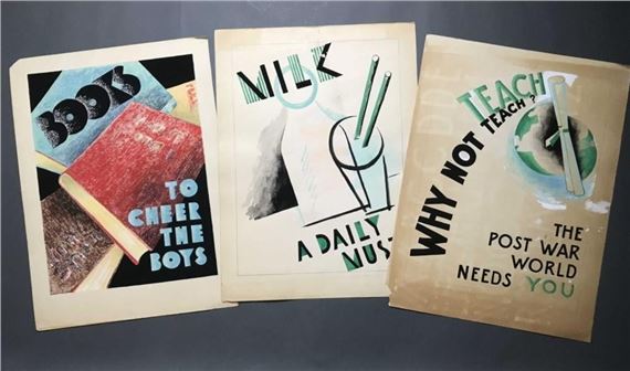 Preperatory paintings for WWII propoganda posters