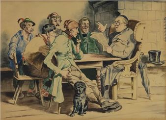 Gezelschap aan tafel - Koos Kiens