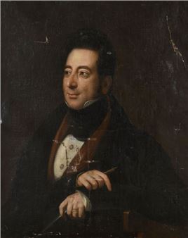 Portrait of a lady of quality in 3/4 bust, holding a score - Franz Nikolaevich Riss