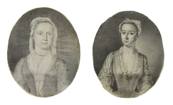 Two portrait miniatures of ladies - R. Haskins