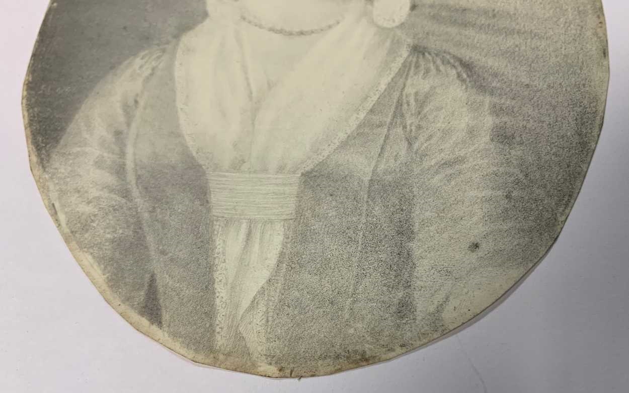 Artwork by R. Haskins, Two portrait miniatures of ladies, Made of plumbago on vellum