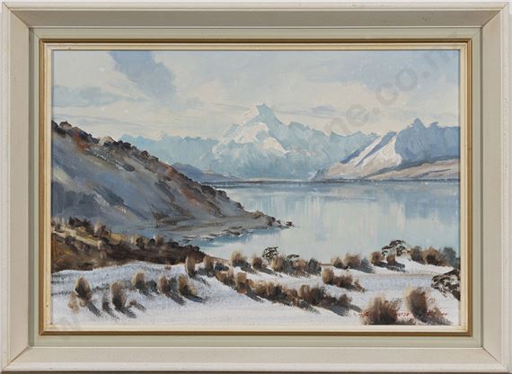 絵画　美術品　Aston Greathead アストングレートヘッド　タスマニア ASTON GREATHEAD - Mt Sefton, From the Road To Tasman Glacier