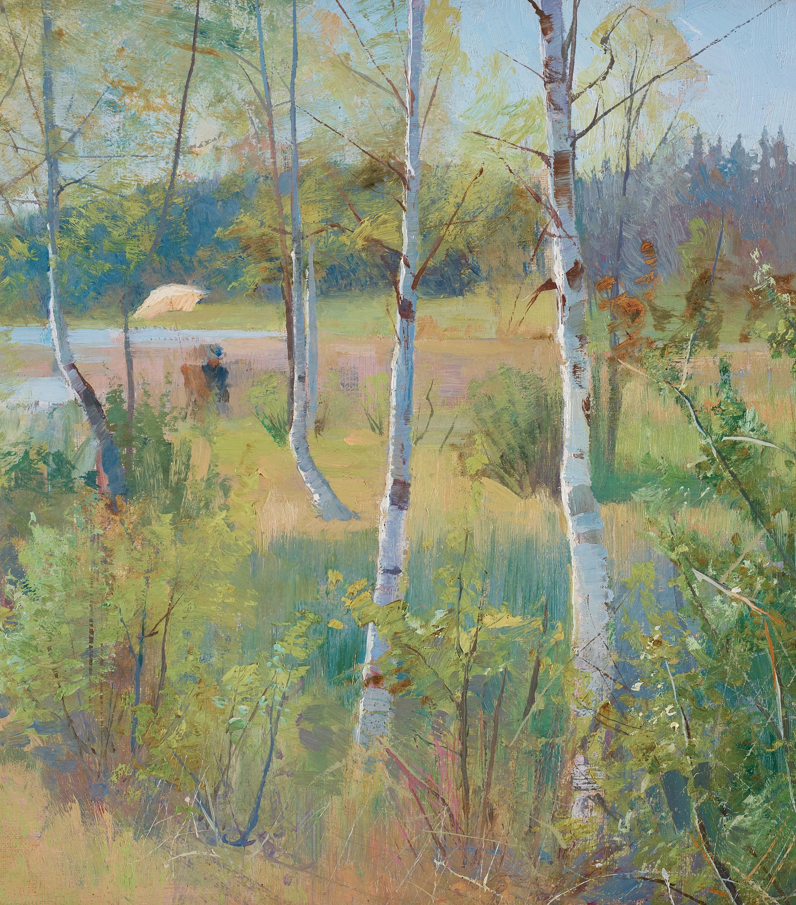 Lotten Rönquist | Vårlandskap med metande gossar | MutualArt