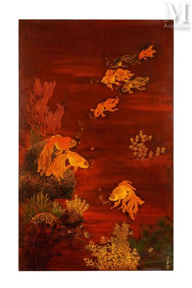 Poissons rouges avec l'abondance by Pham Hau, vers 1950