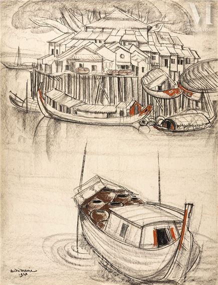 Au bord de la rivière by André Maire, 1957