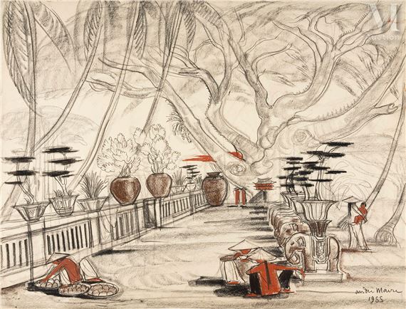 L'allée menant au temple by André Maire, 1955