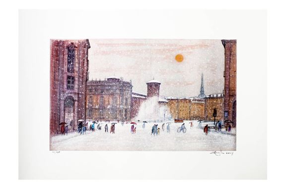 Piazza Castello sotto la neve - Sergio Manfredi